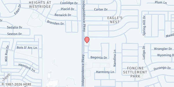 Map showing Eternity Community Church at 12550 INDEPENDENCE PKWY, FRISCO, TX