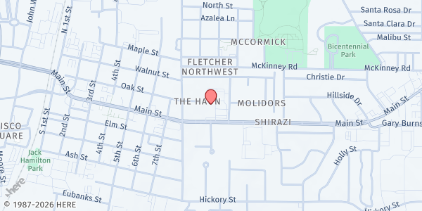 Map showing FRISCO FAMILY SERVICES CENTER at 9085 Dogwood, Frisco, TX