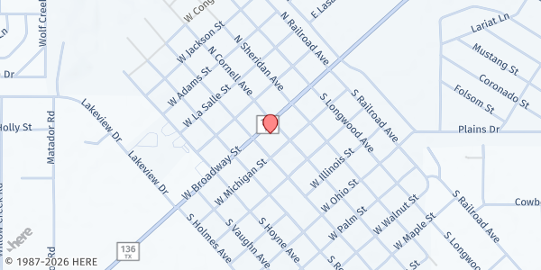 Map showing Connect Community Services-CCS at 405 W Broadway St, Fritch, TX