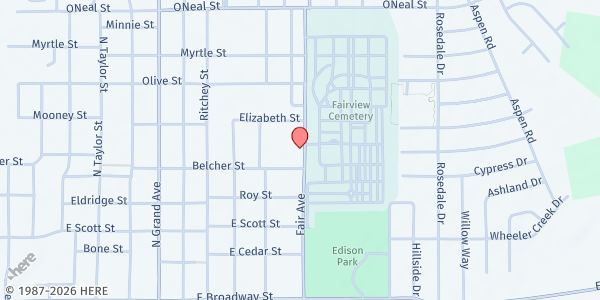 Map showing Hillcrest Church of Christ at 1712 O'Neal, Gainesville, TX