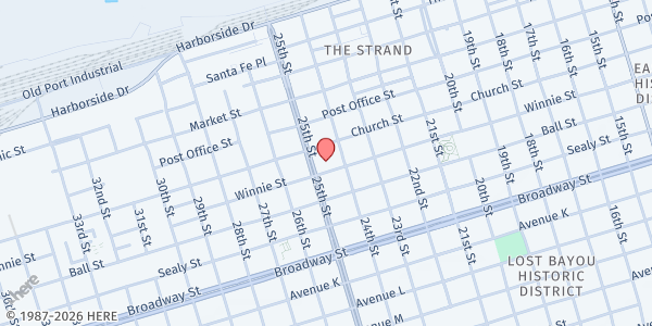Map showing Christus Our Daily Bread at 2420 Winnie St., Galveston, TX