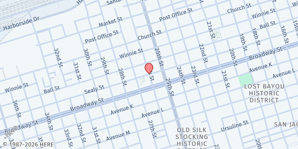 Map showing Galveston County Food Bank at , Galveston, TX