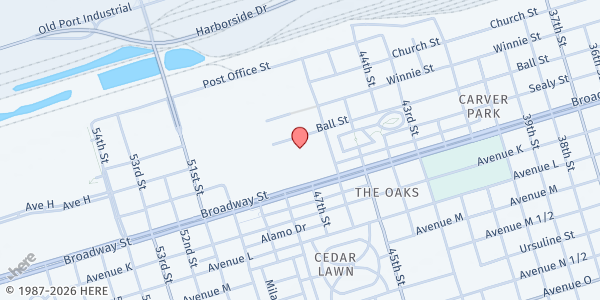 Map showing Island Community Center at 4700 Broadway Suite B-101, Galveston, TX