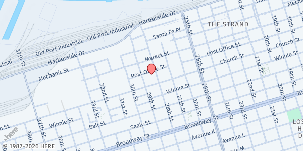 Map showing St Vincent's House at 2817 Post Office St., Galveston, TX