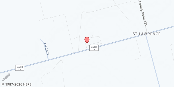 Map showing St. Lawrence Catholic Church Mobile Pantry at 2400 Farm to Market 2401, Garden City, TX