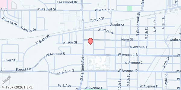 Map showing Good Shepherd Garland at 1304 Main St., Garland, TX