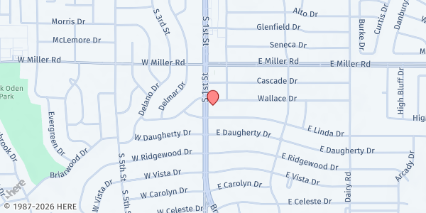 Map showing Rescue Sanctuary Assembly Of God at 2106 S. First St., Garland, TX