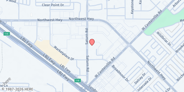 Map showing Shiloh Church at 4702 Saturn Rd., Garland, TX