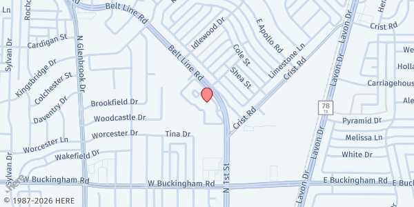 Map showing Y.E.S.S. (Youth Educators And Senior Services) at 202 N. Beltline Rd, Garland, TX
