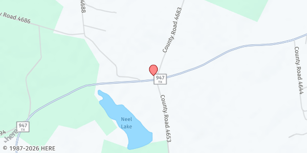 Map showing Disciples Food Pantry Main Location at 1301 W. Tennessee, Gary, TX