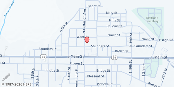 Map showing Gatesville Senior Center at 208 N. Lutterloh Ave., Gatesville, TX