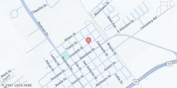 Map showing St. George Food Pantry- George West at 304 Crockett, George West, TX