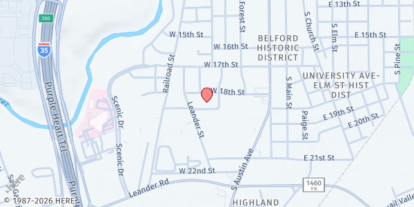 Map showing Stonehaven Resident Council at 210 W 18th St, Georgetown, TX