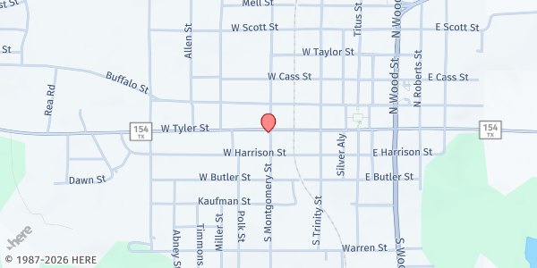 Map showing Upshur County Shares at 106 S. Montgomery St, Gilmer, TX