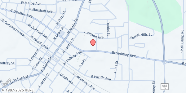 Map showing Manna House at 519 E. Broadway Ave., Gladewater, TX