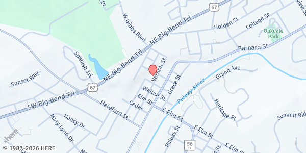 Map showing Glen Rose FMC at 411 NE. Barnard St., Glen Rose, TX