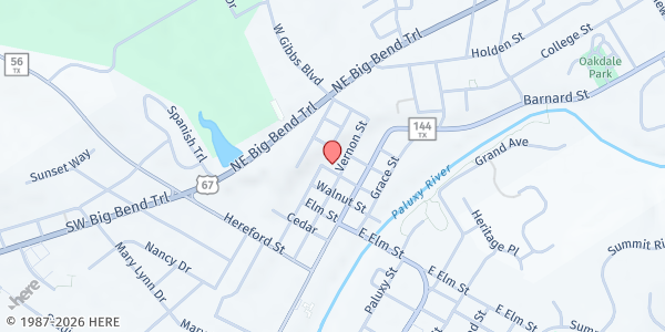 Map showing Glen Rose FMC - Nourish Food Pantry at 206 Pecan St., Glen Rose, TX