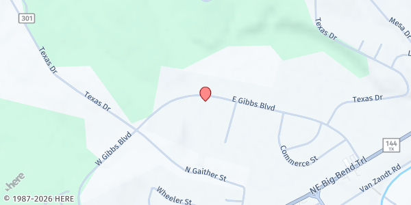 Map showing Somervell County Food Bank (Papas Pantry) at 753 Gibbs Blvd, Glen Rose, TX