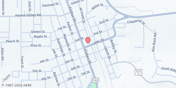 Map showing Goldthwaite Evangelism Center at 910 4th St., Goldthwaite, TX