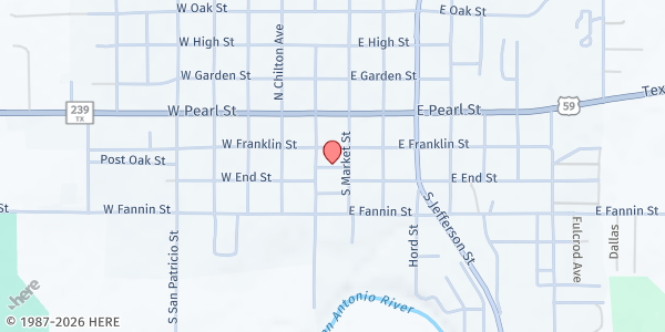 Map showing Goliad County Food Pantry at 125 N Courthouse Sq, Goliad, TX