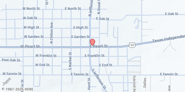 Map showing Goliad County Outreach Food Pantry at 611 East End Street, Goliad, TX