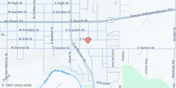 Map showing Goliad County Outreach Food Pantry at 611 East End St., Goliad, TX