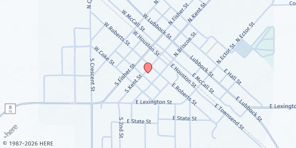 Map showing Gorman Community Center Food Pantry at 114 S. Kent St., Gorman, TX