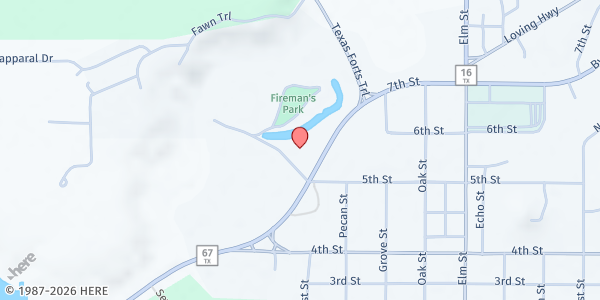 Map showing Farmers Market Association Graham at 150 TX-67 S, Graham, TX