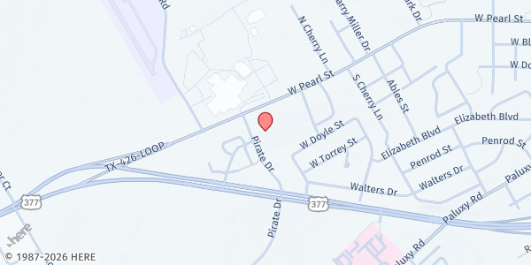 Map showing Granbury Church of Christ at 1903 W. Pearl St., Granbury, TX