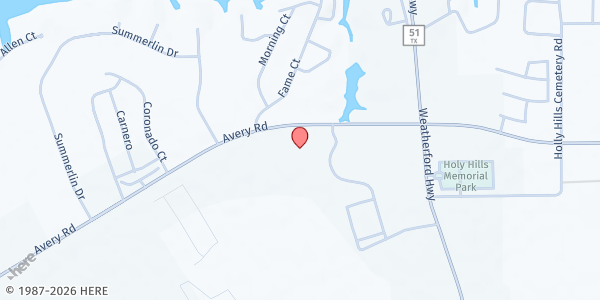 Map showing Granbury First UMC at 301 NE Loop 567, Granbury, TX