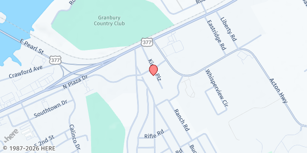 Map showing People Helping People at 306 Kings Plaza, Granbury, TX