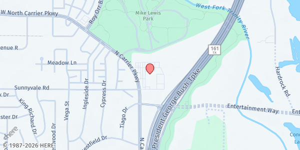 Map showing Gateway Church-Grand Prairie Campus Mobile Pantry Distribution at 2404 N Carrier Parkway, Grand Prairie, TX