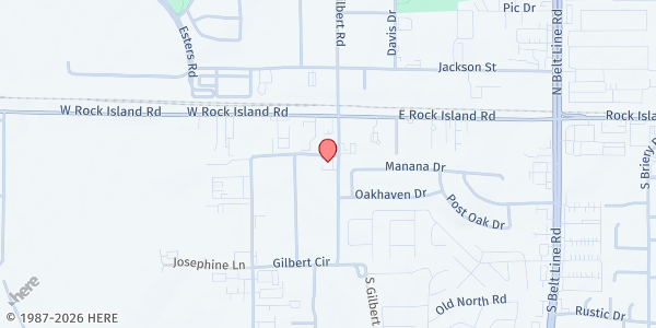 Map showing Shady Grove Food Pantry at 3547 Gilbert Rd., Grand Prairie, TX