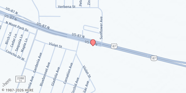 Map showing Grape Creek UMC at 8045 N. US Hwy 87, Grape Creek, TX