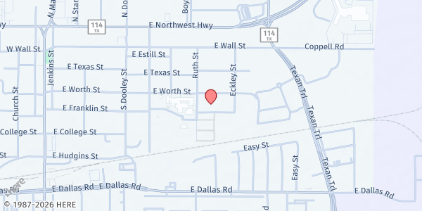 Map showing GRACE Main at 837 E Walnut St, Grapevine, TX
