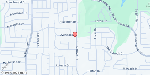 Map showing Grapevine Church of God Mobile at 1403 Overlook Drive, Grapevine, TX