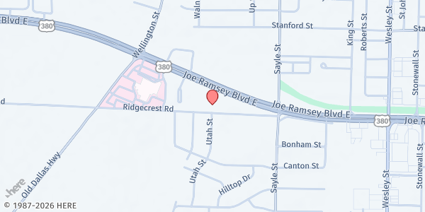 Map showing Highland Terrace Baptist Church at 3939 Joe Ramsey Blvd. E., Greenville, TX