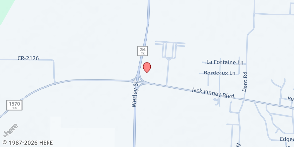 Map showing Iglesia de Dios Dunamis at 9801 Wesley St., Greenville, TX