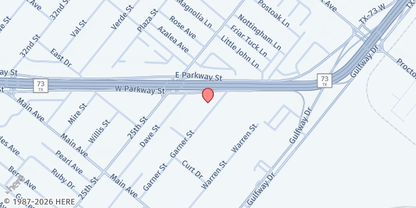 Map showing Abundant Life Sanctuary at 2301 W. Parkway St., Groves, TX