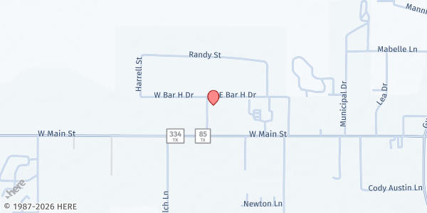 Map showing House of Bread - Cedar Creek Church of God at 142 Rodney Dr., Gun Barrel City, TX