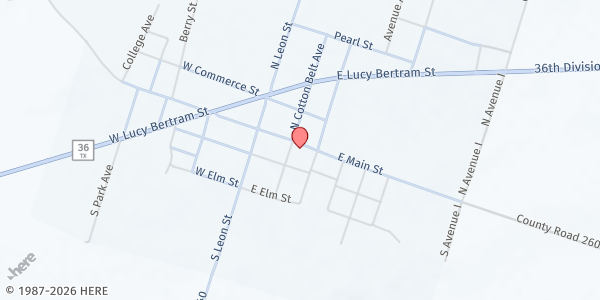 Map showing Gustine City Hall at 201 E. Main St., Gustine, TX