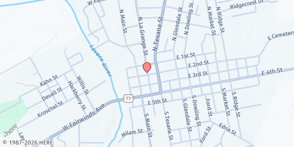 Map showing Hallettsville Food Pantry at 115 N La Grange St, Hallettsville, TX