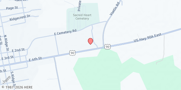 Map showing Manna Food Pantry at 1429 E 4th St, Hallettsville, TX