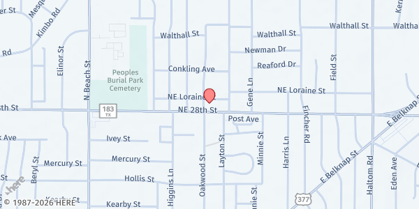 Map showing Christian Center of Fort Worth at 4301 NE 28th St, Haltom City, TX