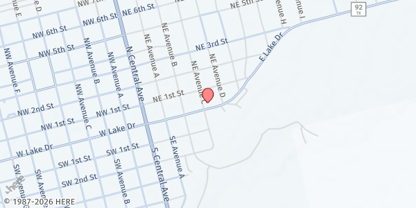 Map showing Hamlin Community Food Bank at 332 E. Lake Dr., Hamlin, TX