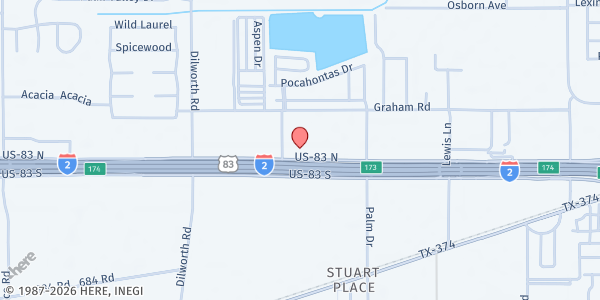 Map showing Faith Pleases God Church Food Pantry at 4501 W Expy 83, Harlingen, TX