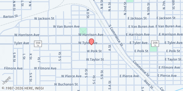 Map showing Immaculate Heart of Mary Church at 412 S. C St., Harlingen, TX