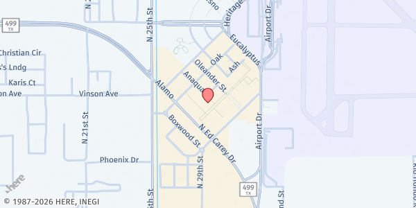 Map showing TSTC Foundation - Harlingen Campus at 3025 Anaqua, Harlingen, TX