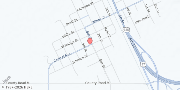 Map showing Holy Family Ministry Center at Central Avenue, Hartley, TX