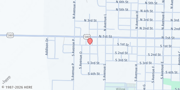 Map showing Experienced Citizen Center of Haskell at 1404 S. 1st St., Haskell, TX
